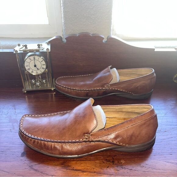Sandro Moscoloni Camel Brown Leather Loafers 9 D 41 - Picture 3 of 8
